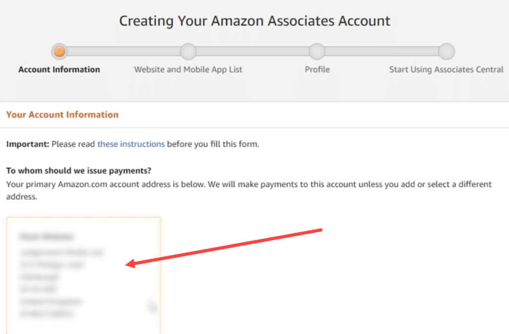 معلومات حساب Amazon Associates