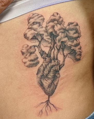Green Heart Tree Tattoo