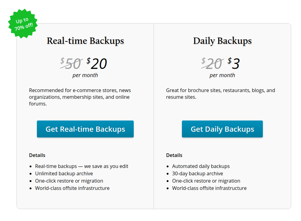 vaultpress wordpress backup plugin pricing