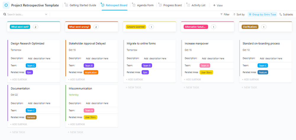 Retrospective with ClickUp