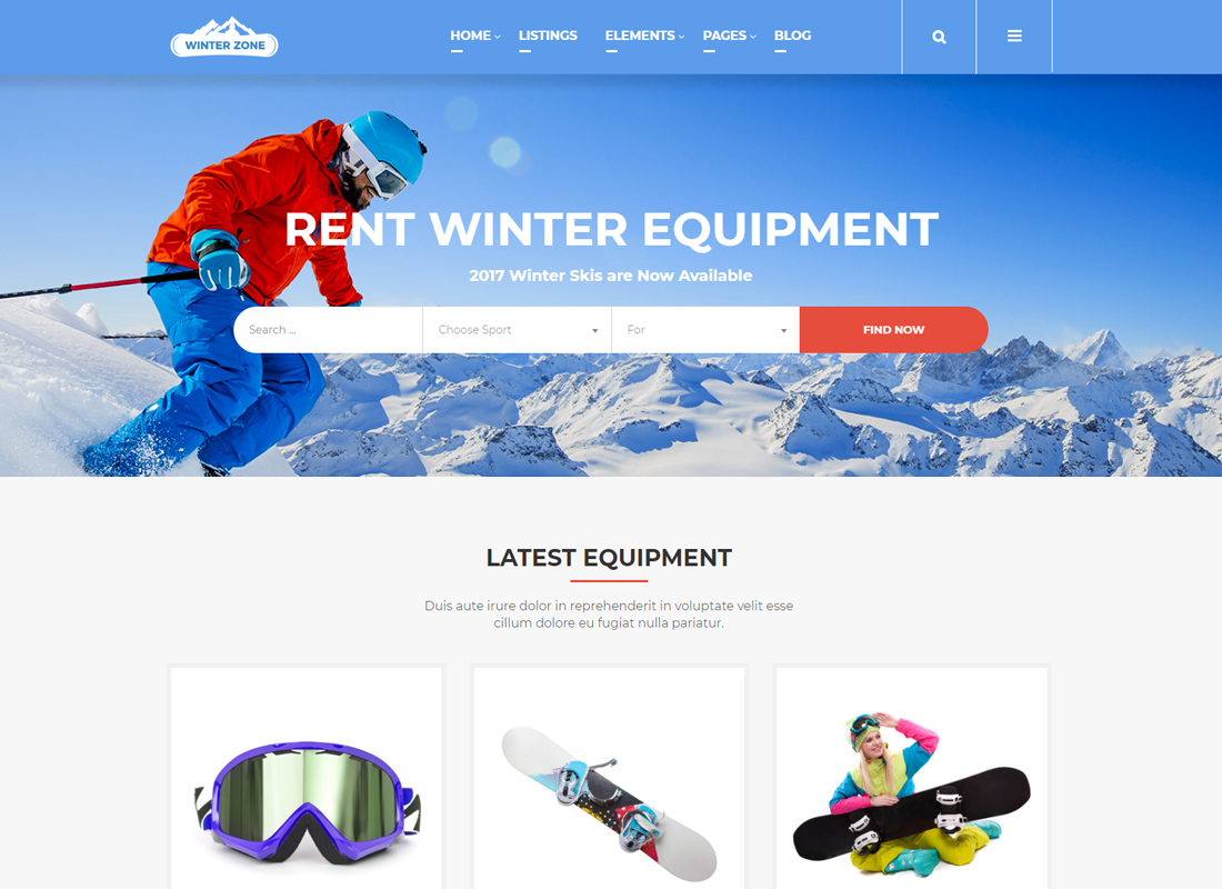 WinterZone - Tema WordPress Ski & Olahraga Musim Dingin