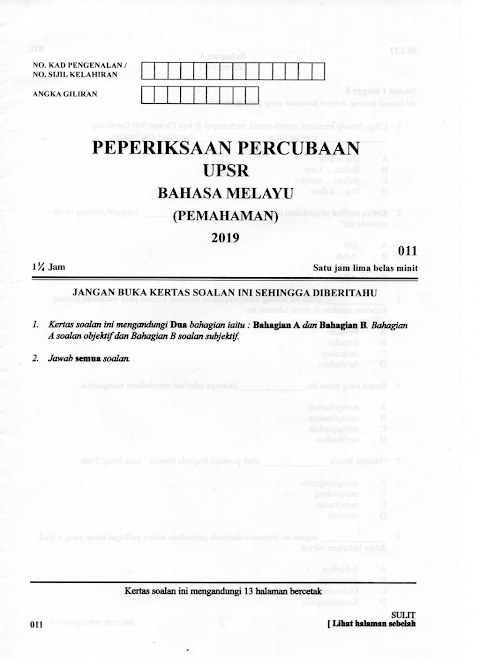 soalan ramalan upsr 2019 bahasa melayu