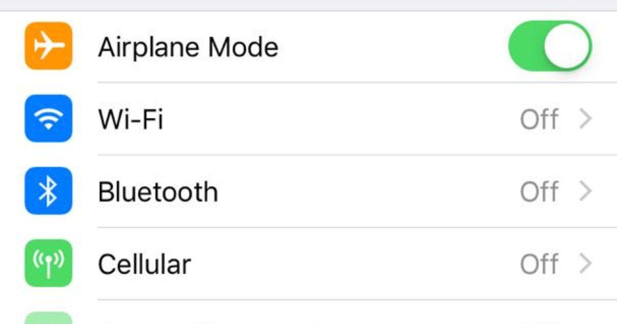Turn on airplane mode on iPhone