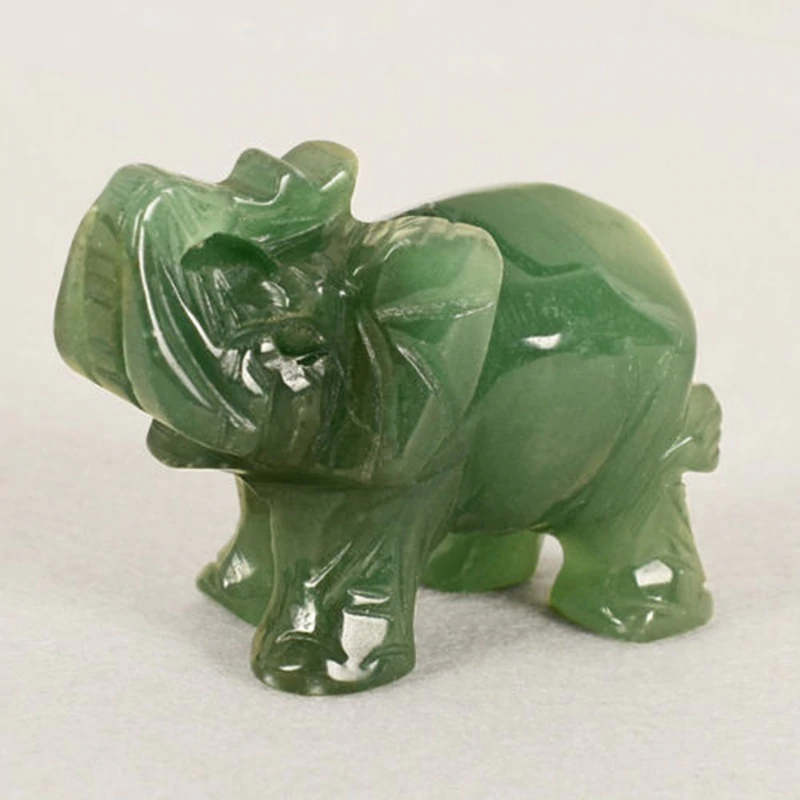 Natural Crystal Elephant Figurine Jade Stone Ornaments Hand Carved ...