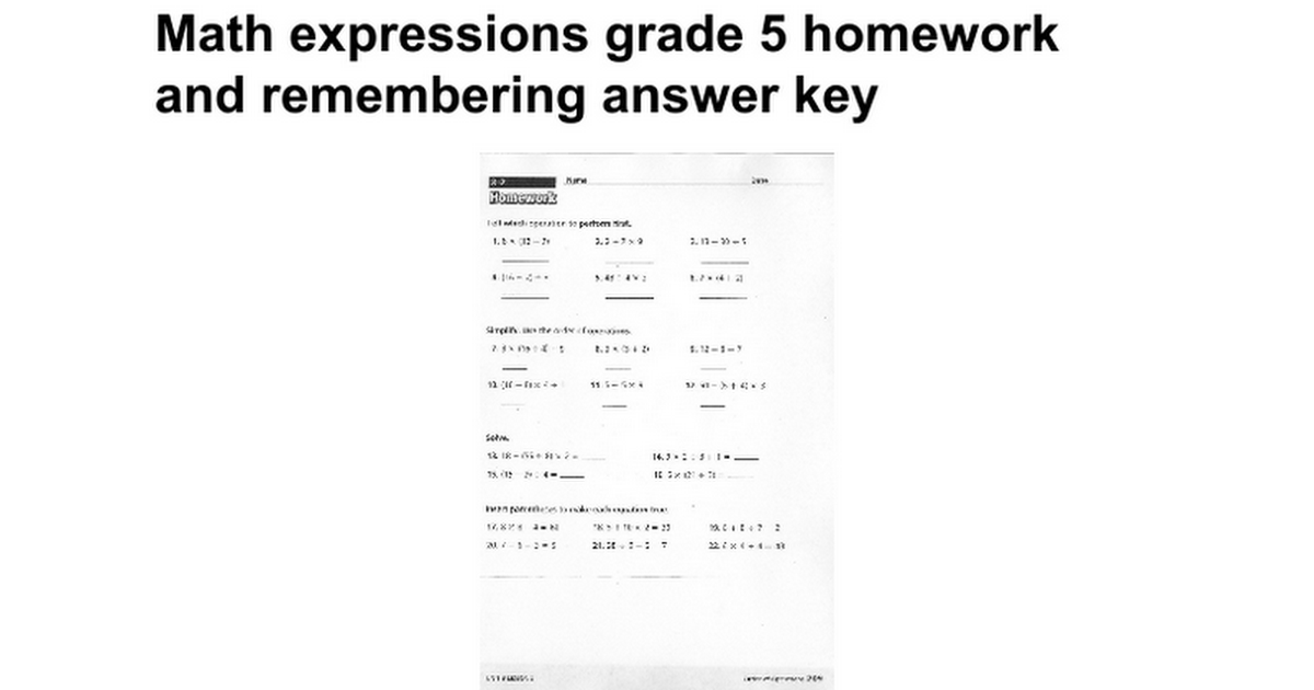 homework and remembering grade 5 answer key volume 1