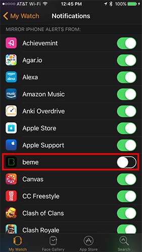 apple-watch-notification-bên thứ 3-ứng dụng-phản chiếu-chuyển-tắt