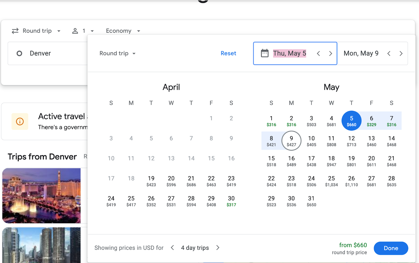 How to use the Google Flights date grid