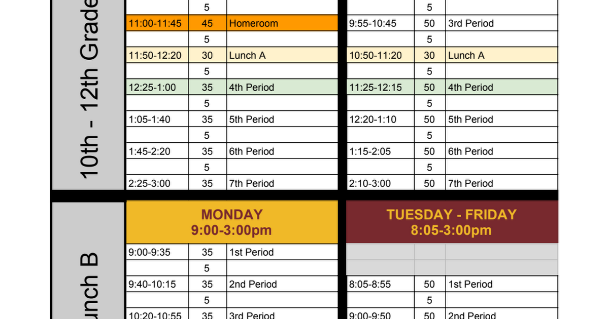 22-23 Bell Schedule-Students