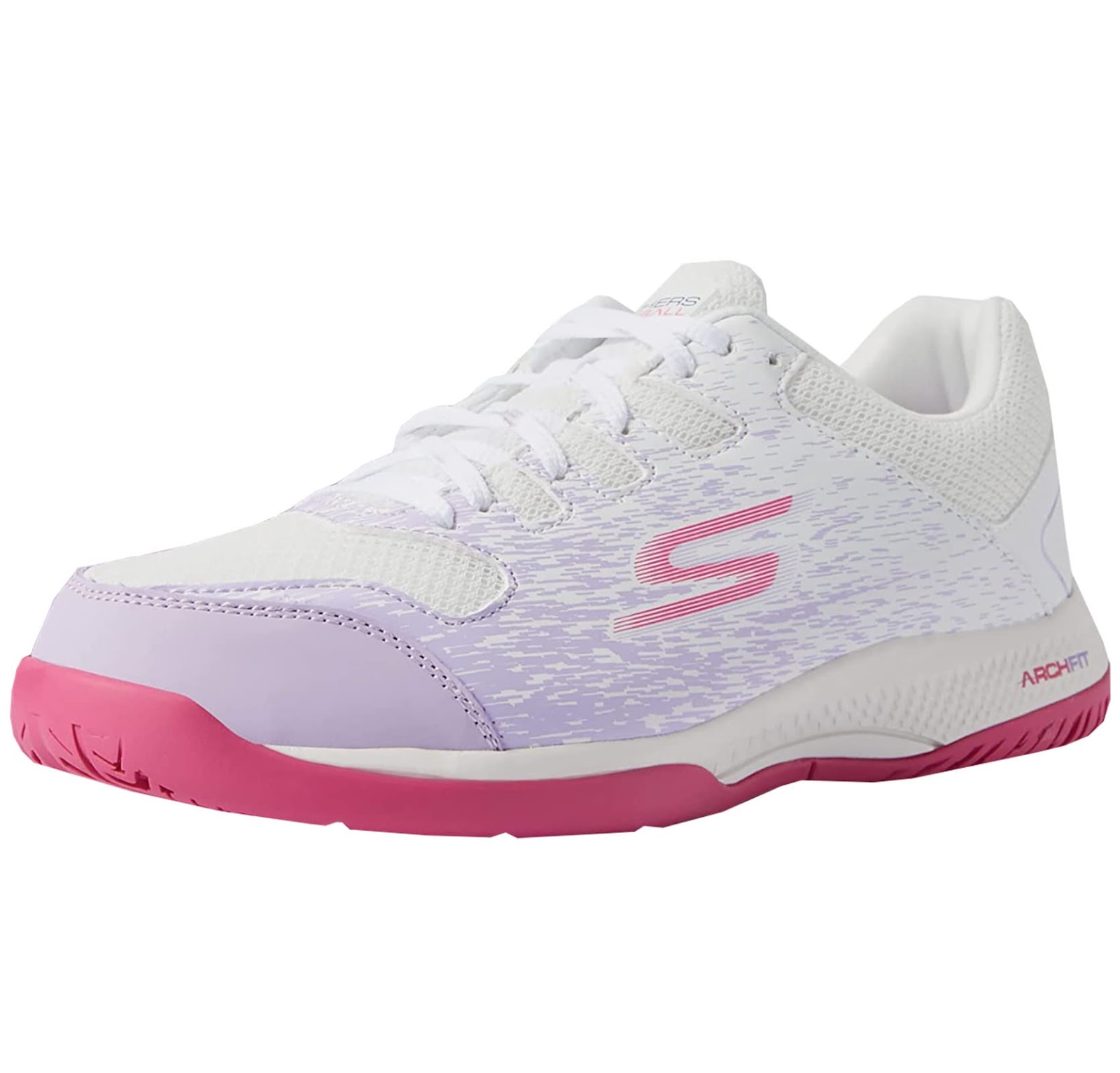 Skechers Women's Viper Court-Athletic Indoor Outdoor Pickleball Shoes with Arch Fit Support Sneakers 8 White/Lavender