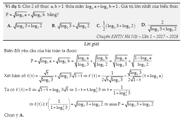 Ví dụ 1 dạng 1 - vận dụng cao logarit