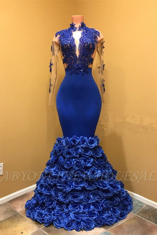blue mermaid dress on a manequin