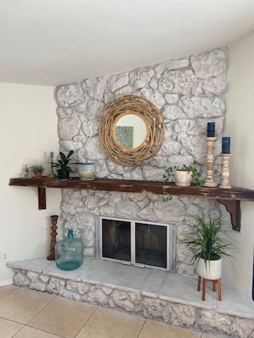 Final stone fireplace whitewash