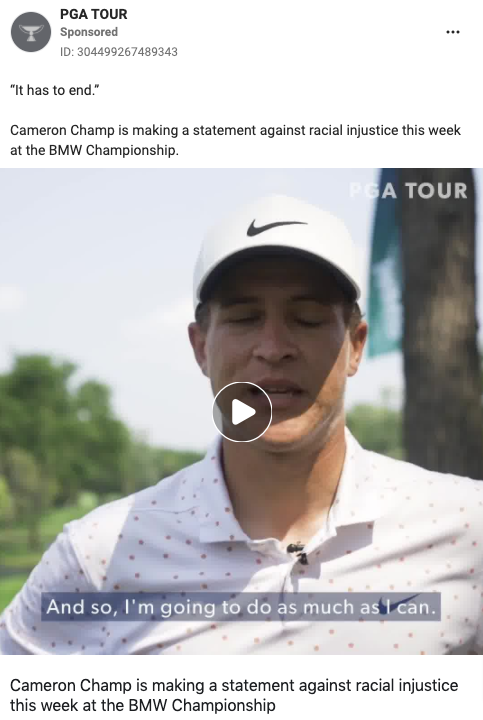 Visual story telling example -  PGA Tour