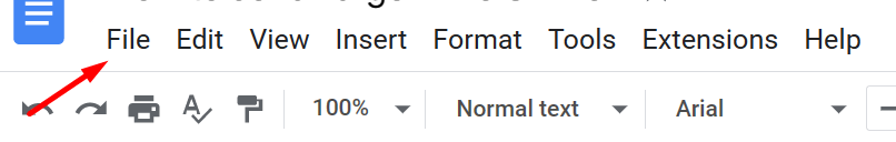 File Menu in Google Doc