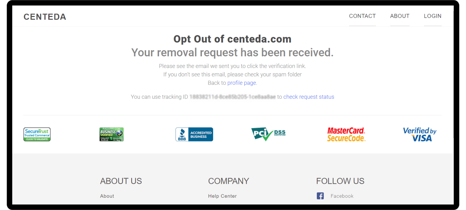 Opt Out for centeda.com step 3