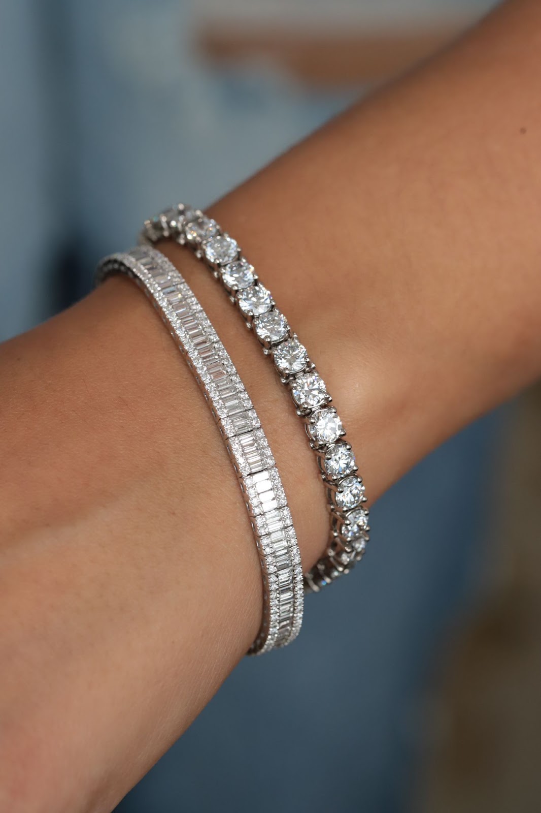 Diamond Tennis Bracelet Stack of Two. From Diamond and Gold Warehouse in Dallas, Texas
