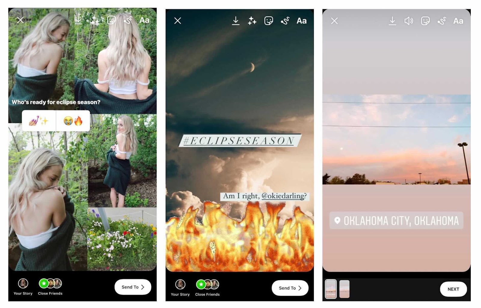 Multiple photos and slides creative inspiration for Instagram Stories