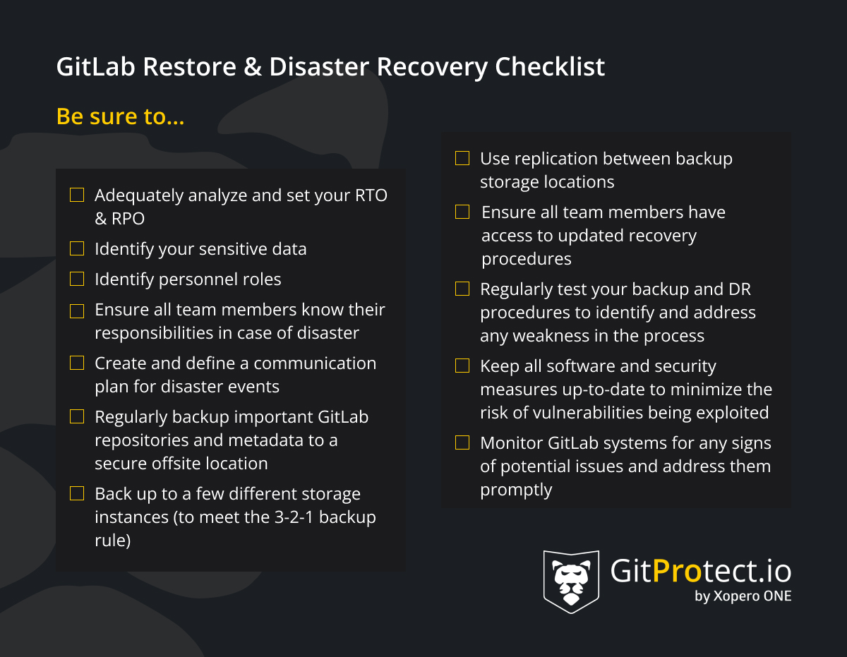 GitLab Restore and Disaster Recovery Checklist