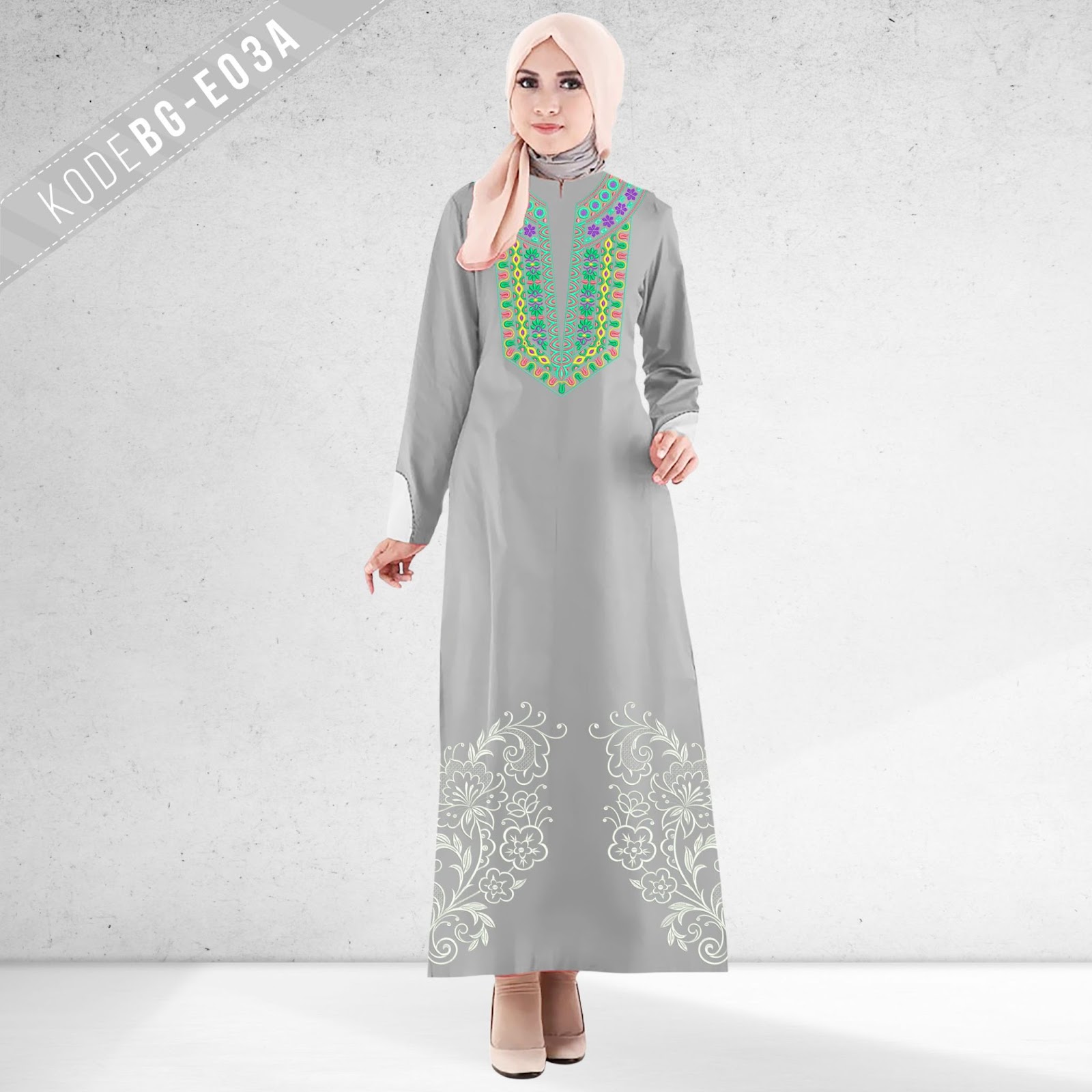 Desain Bordir Baju Gamis Wanita Siap Edit + Siap Pakai + Siap Produksi