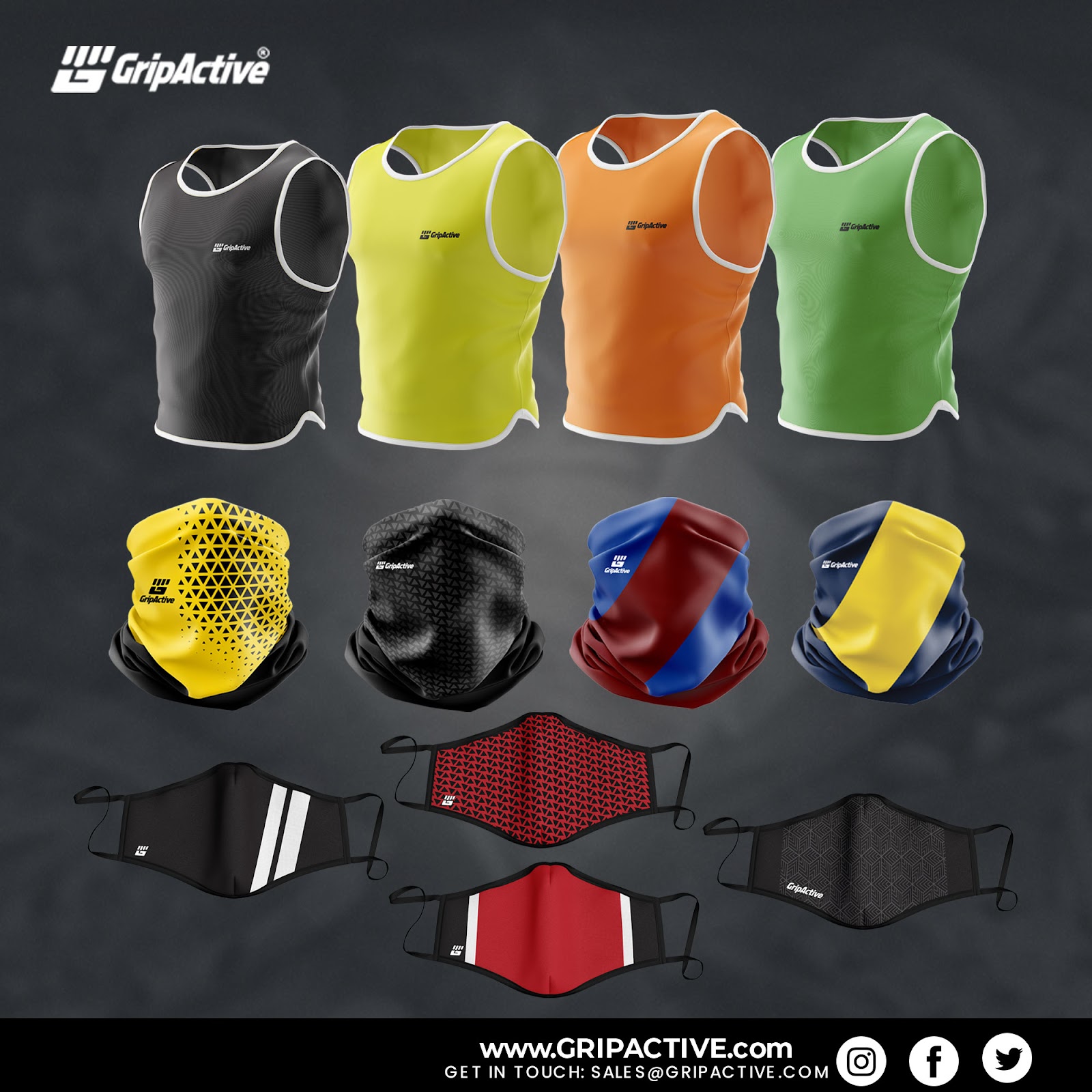 grip active bibs, snoods, and masks london uk