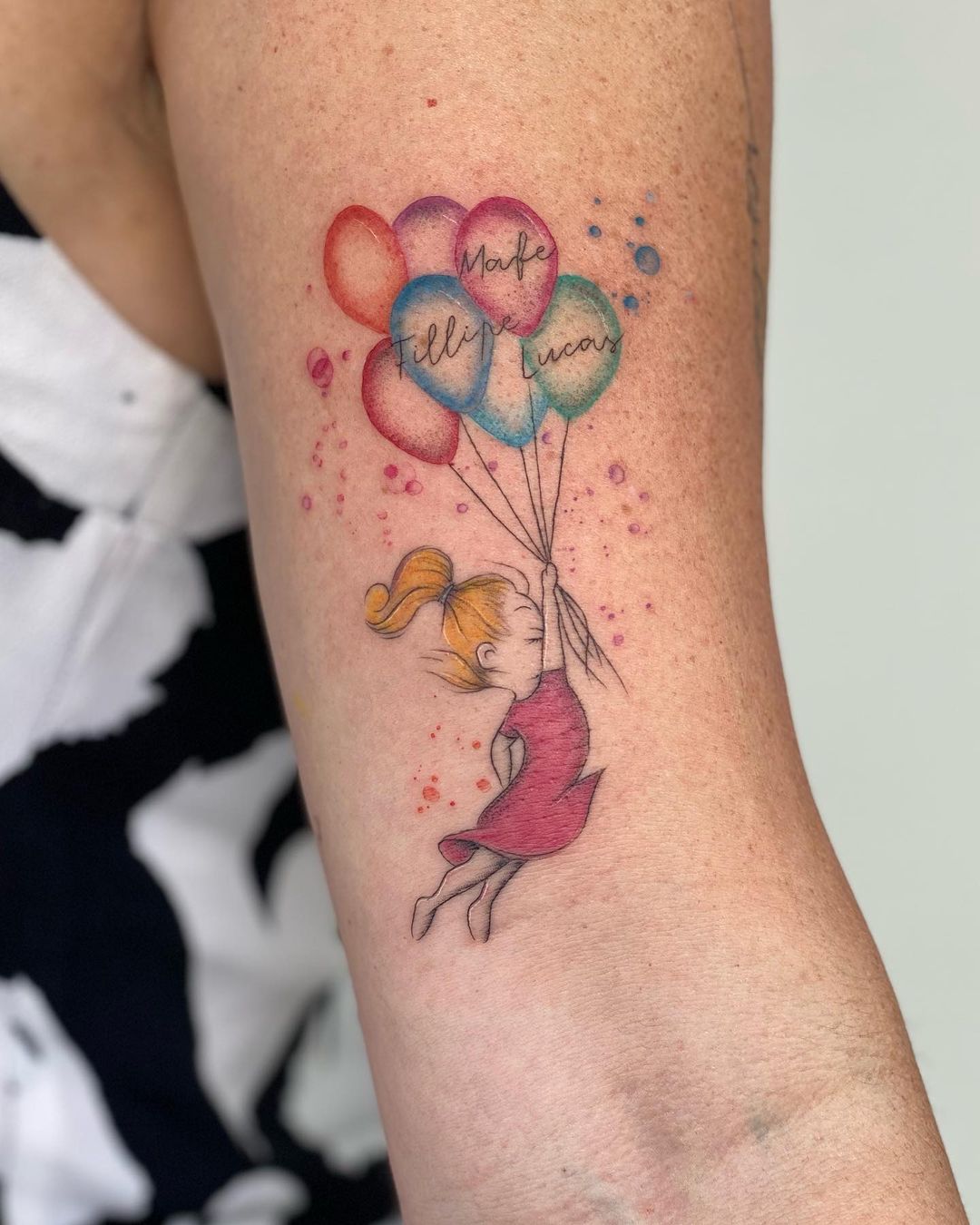 Baby With Balloons Tattoo