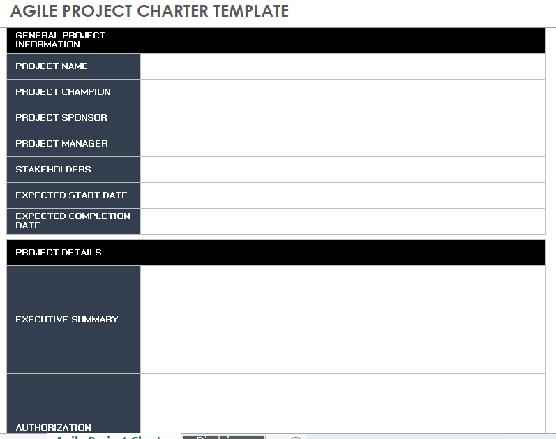 Agile Project Charter Template 