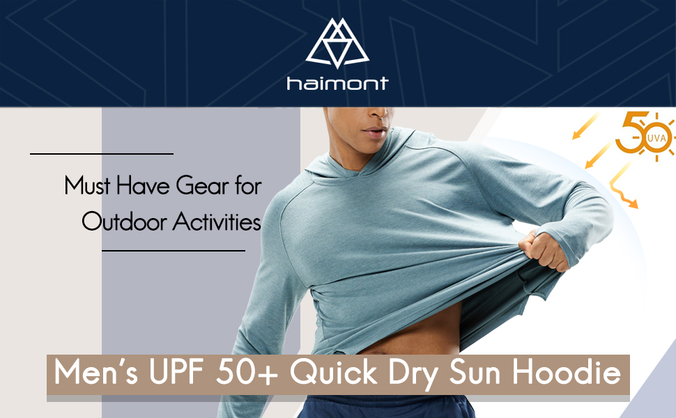 Men's UPF 50+ Long Sleeve Sun Shirts UV Protection Hoodie Rash Guard