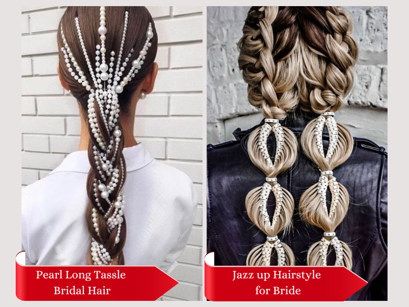 Pearl Long Tassle Bridal Hair, Jazz up Hairstyle for Bride