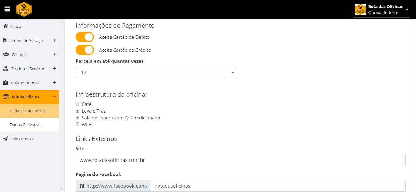 Sua Oficina no portal Rota das Oficinas.