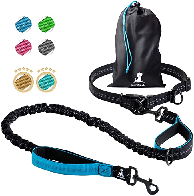 SparklyPets Hands-Free Dog Leash for Medium and Large Dogs – Professional Harness with Reflective Stitches for Training, Walking, Jogging and Running Your Pet