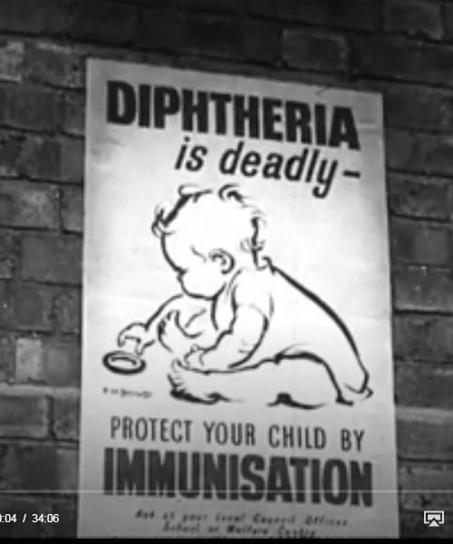 Source: Screenshot from film, The Preparation of Diphtheria Antitoxin and Prophylactics (1945)
