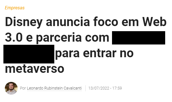 Disney anuncia foco na Web 3 