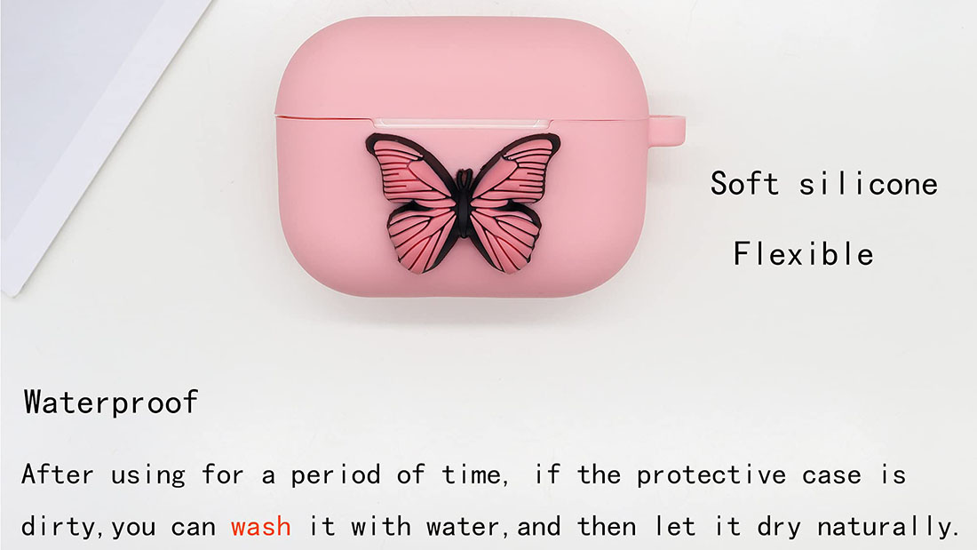 PVC factory pink silicone case cover with butterfly