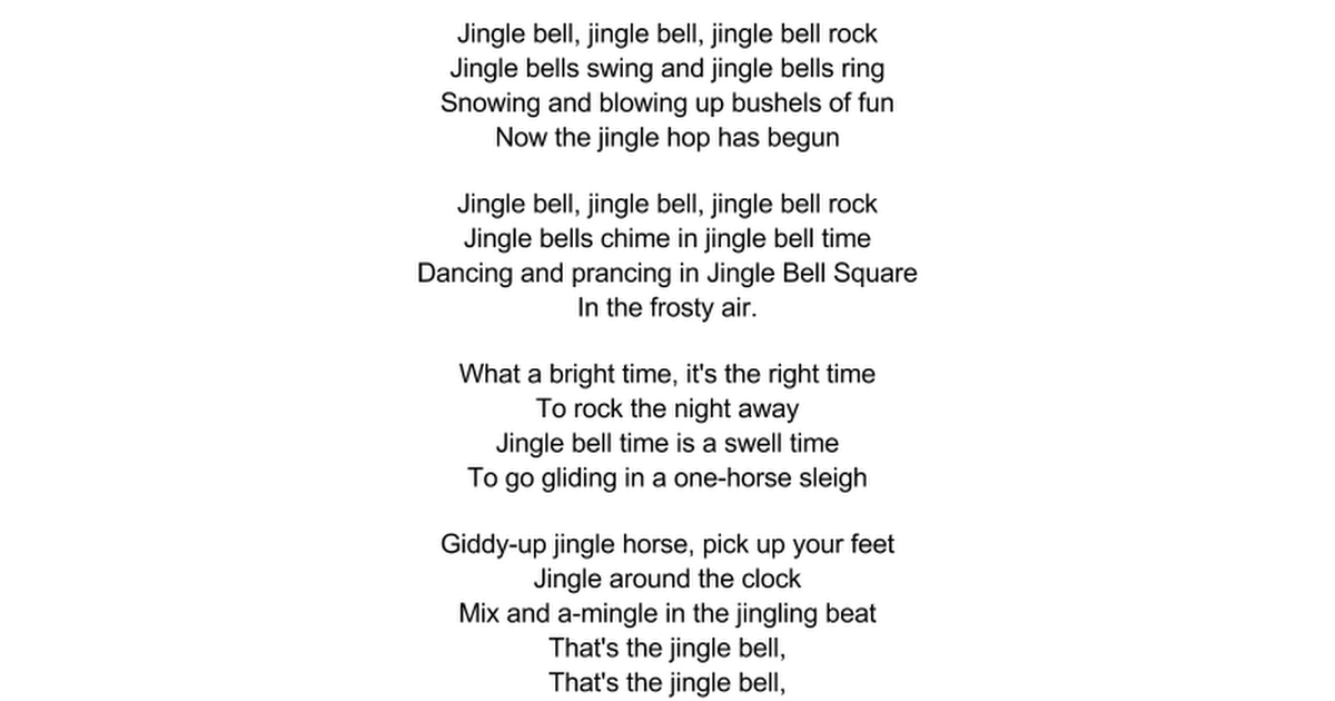 Jingle Bell Rock Lyrics Google Docs Listen to jingle bell rock from ...