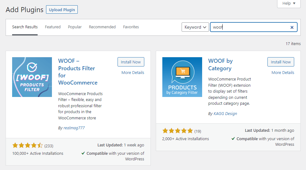 WooCommerce settings/products filter are activated through plugin section of website. 