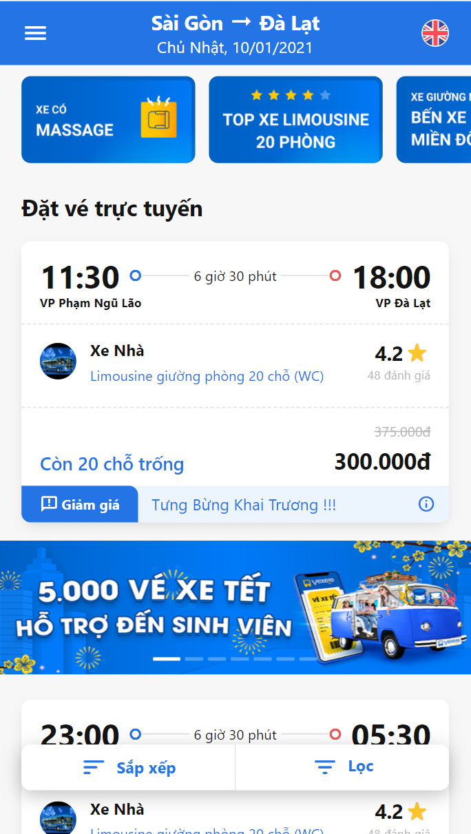 Chọn giờ đi phù hợp với nhu cầu.