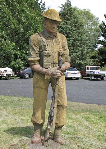 the big soldier statue outside a car park