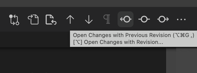 GitLens button in VS Code to show previous revisions.