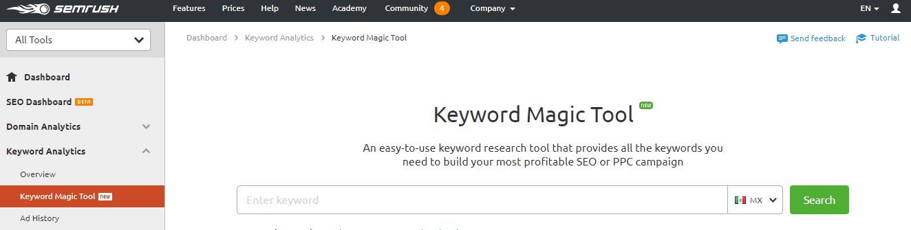 Keyword Magic Tool Semrush