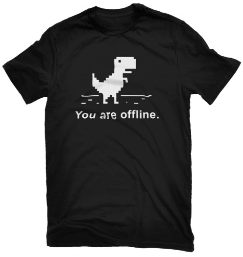 Koszulka dla informatyka z dinozaurem i nadrukiem "You are offline"
