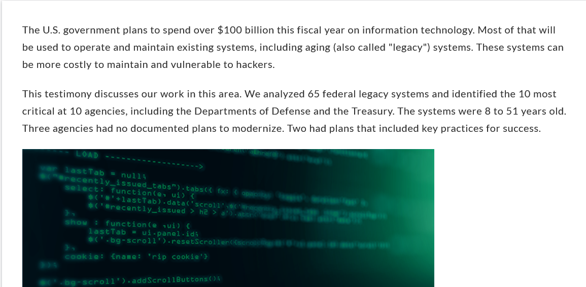 Legacy software - government organizations