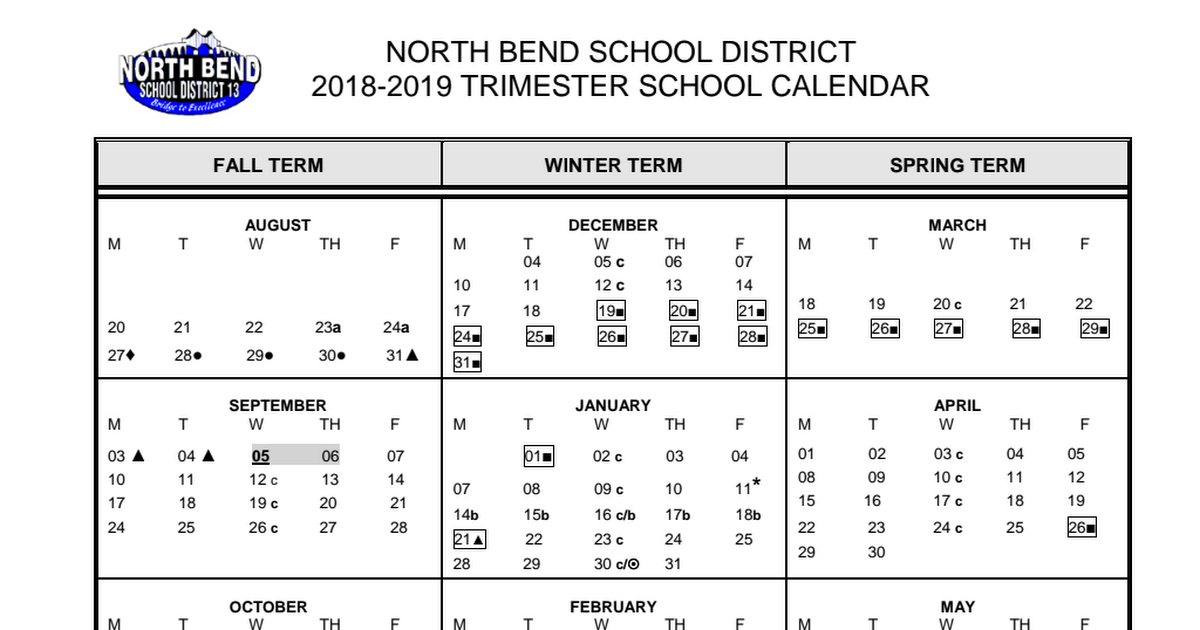 District Trimester Calendar Google Drive