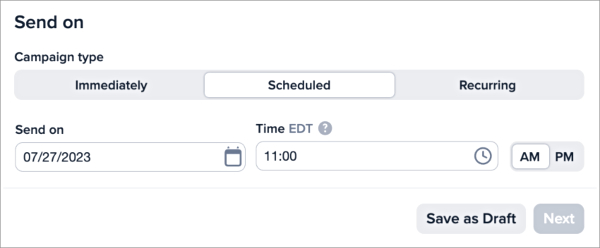 Scheduling a church event reminder in SimpleTexting's mass texting platform