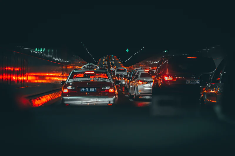 Traffic On Highway At Night