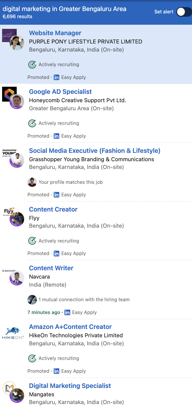 digital marketing jobs in Bangalore