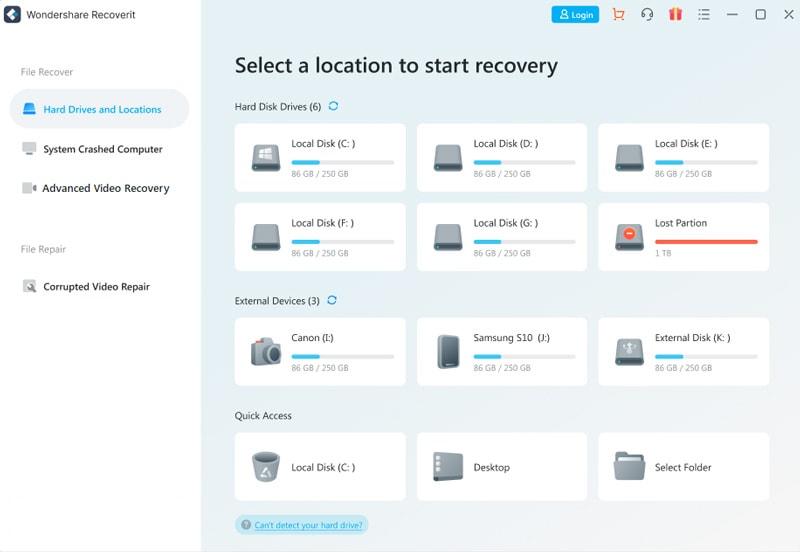 recoverit interface