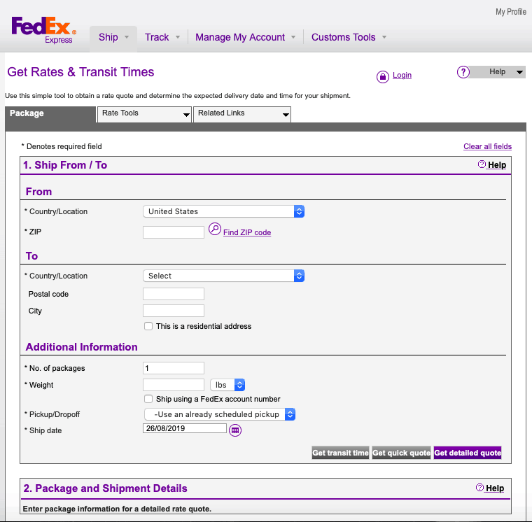 FedEx Fulfillment form