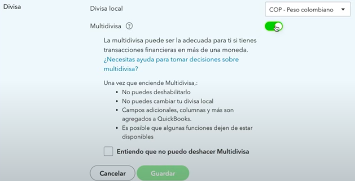 Multidivisa Quickbooks Online