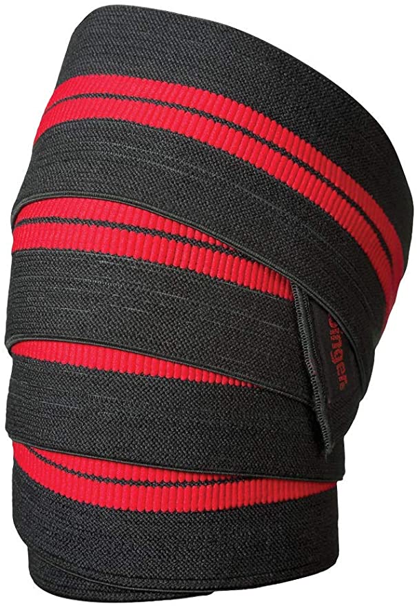 Harbinger Red Line 78-Inch Knee Wraps for Weightlifting (Pair) , Black