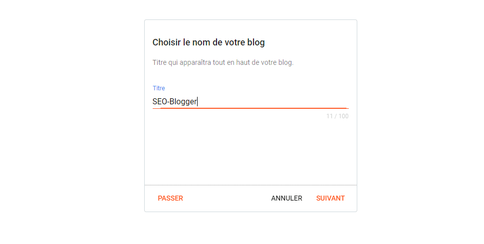 Choisissez le nom de votre blog